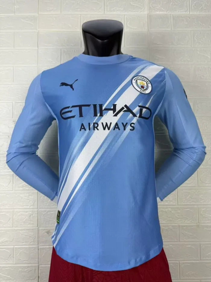 Manchester City Home Player Version Long Sleeve Jersey 2025/2026