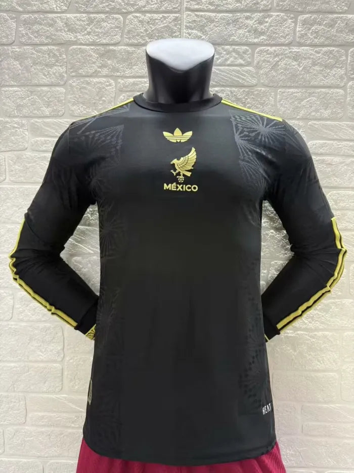 Mexico Gold Man Player Long Sleeve Jersey 2025/2026