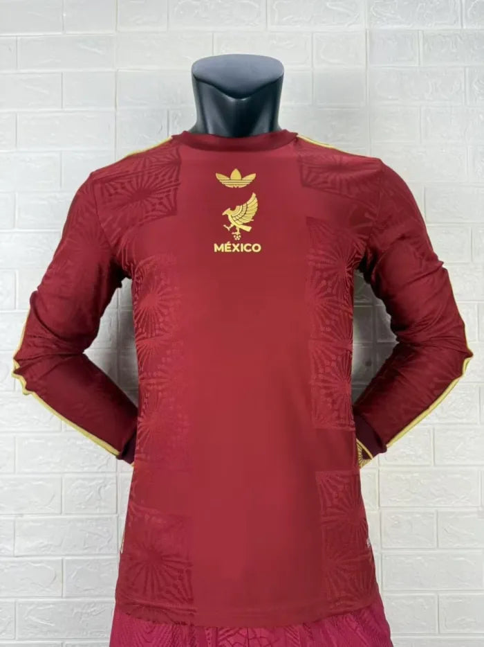 Mexico Gold Man Player Version Long Sleeve Jersey 2025/2026